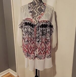 One World Boho Semi Sheer Top